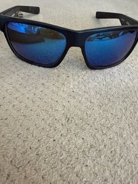 Costa Men's Black Frame Blue Mirror Lens Sunglasses